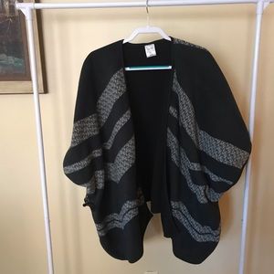 Grey and black poncho